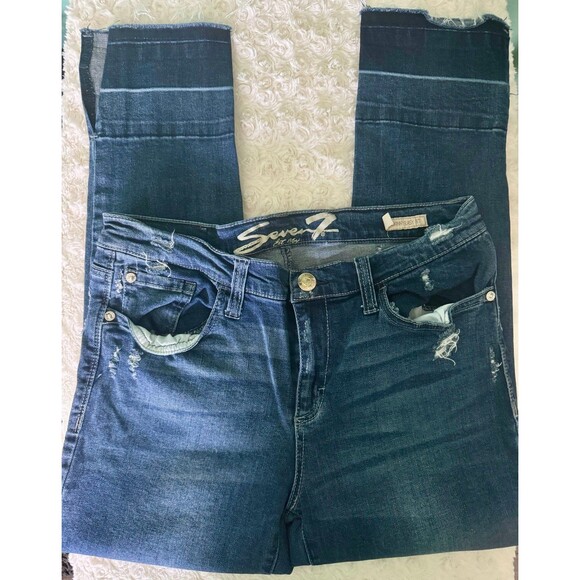Seven 7 ankle jeans Skinny Easy Fit sz 10 raw hem - Picture 3 of 8